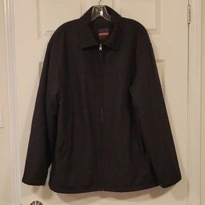 Pinstripe Men's Wool Blend Coat- Gray- Size L